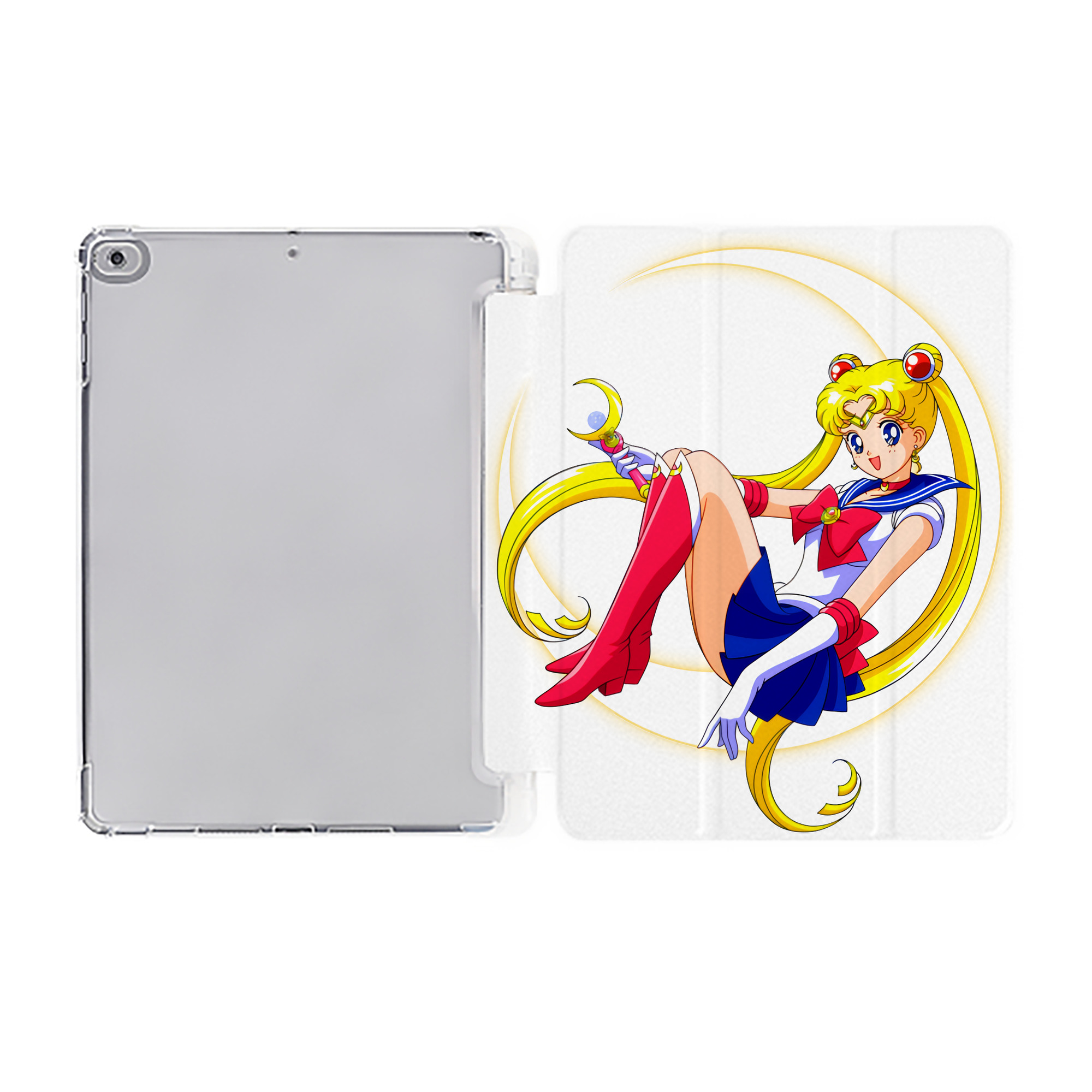 （画像用） 美少女戦士セーラームーン 月野 うさぎ つきの うさぎ Sailor Moon Tsukino Usagi IPad ケース ペン収納付き 三つ折りスタンド PUレザー×シリコン 対応機種9.5/10.5/10.9インチ